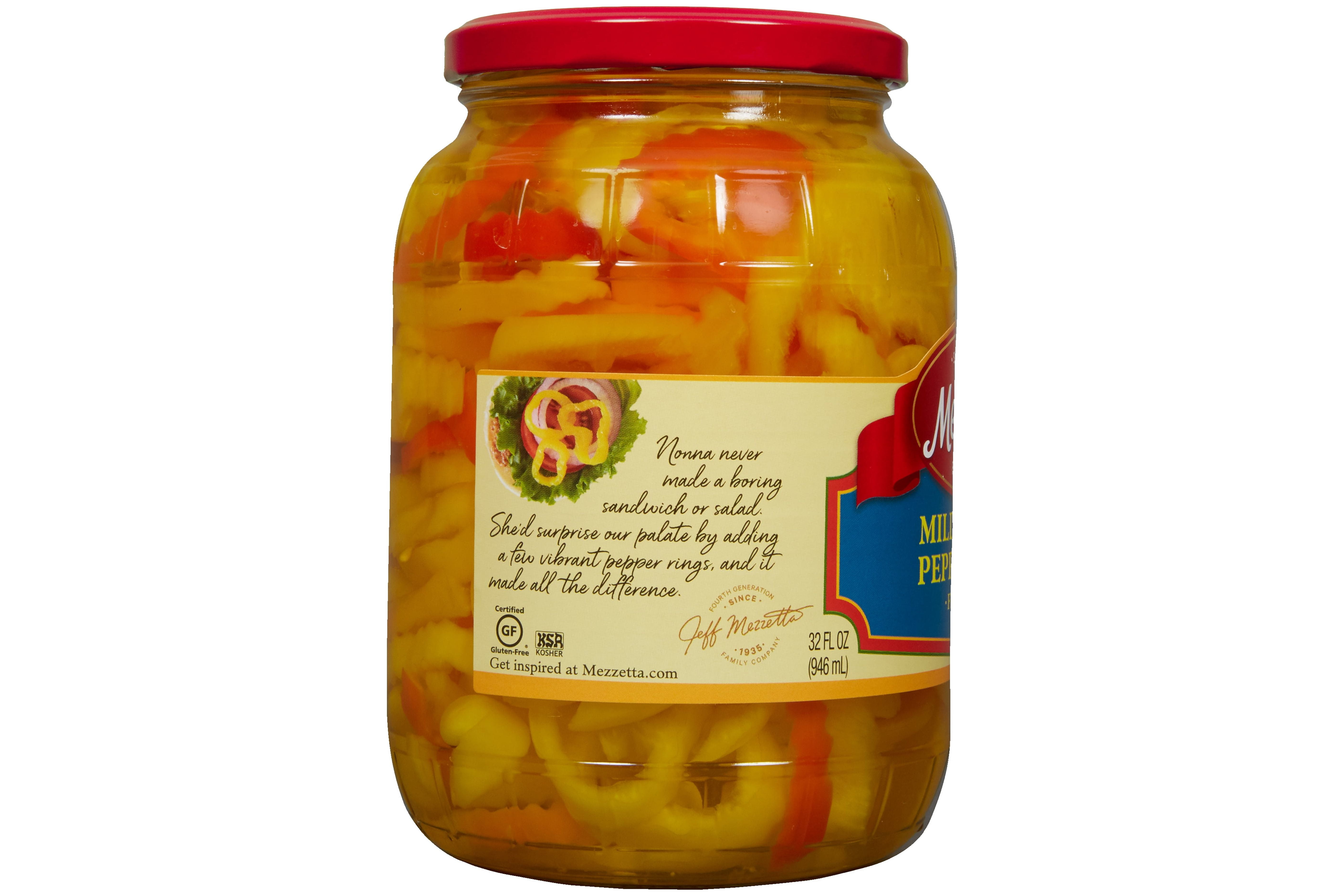 (3 pack) Mezzetta Mild Banana Pepper Rings, 32 fl oz Jar