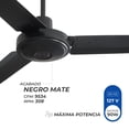 thumbnail image 4 of Narvik Ventilador Industrial de Techo 56 Pulgadas, Uso Industrial y Exterior Techado Aspas y Motor Metalico, 3 Velocidades a Control Pared, Acabado Negro Mate, 4 of 5