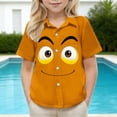 thumbnail image 5 of HOMADLES Graphic Tees Kids Short Sleeve Button Down Shirts for Boys Lightweight Casual with Pocket Tee Shirts, Orange 4T, 5 of 8