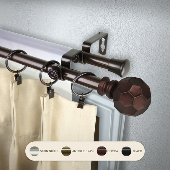 Domovina Reid 13/16-inch Double Curtain Rod-Color:Cocoa,Size:66-120"