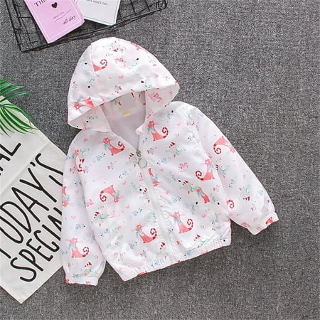 

RPVATI Toddler Baby Child Children Kids Cartoon Printed Zip Up Jacket Pockets Outerwear Warm Winter Long Sleeve Hooded Jacket 2Y-8Y