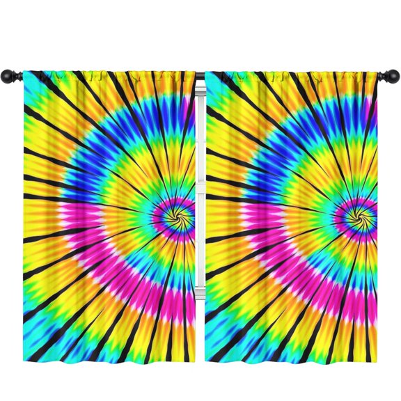Pink and Yellow Tie Dye Pattern Insulated Teens Curtains Set Of 2, Bedroom Essentials, Toddler Room Decor 52x84in(132x213cm)