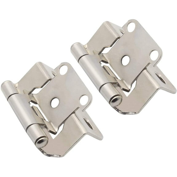 20 Pack(10 Pairs) HMCH196-SN Brushed Satin Nickel Decorative Self Closing Face Mount Kitchen Cabinet Hinges Step 1/2" in Overlay