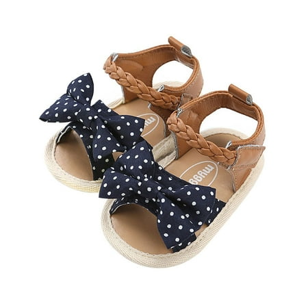 Reef Rubber Sole Sandals - Babula Baby Girl Summer Bow Sandals Soft Sole Anti-slip Shoes Prewalker 0-18M