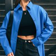 thumbnail image 4 of Chaqueta de cuero Mujer Camisa sintética Motocicleta Ropa de calle de moda Ygjytge Azul T XL para Mujer, 4 of 5