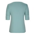 thumbnail image 5 of Women's Puff Sleeve Tops Summer Crewneck Loose Casual Blouse Shirts Green S, 5 of 7