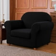 thumbnail image 3 of Subrtex Textured Grid Stretch Sofa Cover Couch Slipcover with Separate Cushion Cover (Black, Armchair), 3 of 7