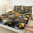 thumbnail image 3 of Manfei Excavator Pattern Twin Sheet Sets,Construction Vehicles Twin Fitted Sheet,Yellow Black Flat Sheet For Boys Kids,Luxury Bedroom Decor,3 Pieces, 3 of 7