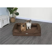 Go Pet Club EE-25 Memory Foam Bed with Bolster & Removable Waterproof Cover, Multi Color