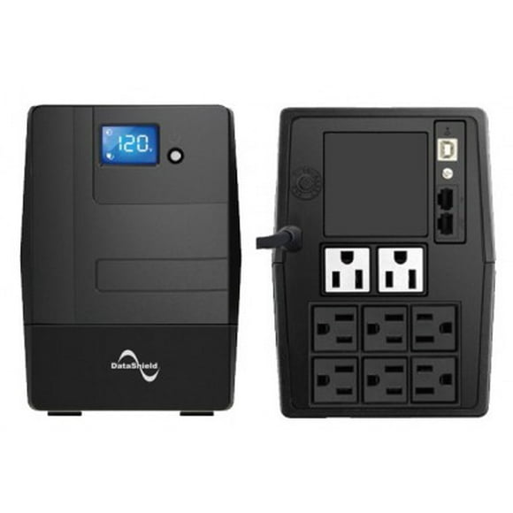 No Break DATASHIELD KS-1000 LCD - 1000 VA, 600 W, 6 h, Negro, Hogar y Oficina DATASHIELD KS-1000 LCD