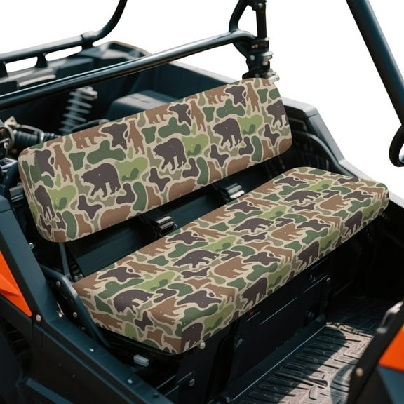 Garronmavis Camouflage Bear UTV Seat Covers Comfort Seat Covers Compatible with Kawasaki Mule 4010 4x4(2009-2025) Camouflage Accessories with Elastic Edges Easy to Install