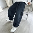 thumbnail image 6 of Wxirdiow Toddler Baggy Pants Boy Toddler Boy's Camo Cargo Pants Elastic Waist Baggy Wide Leg Track Pants with Pockets Streetwear Black Size,3-4 Years, 6 of 8