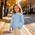 thumbnail image 6 of Ashirexll Girls Long Sleeve Shirts Gradient Striped Print Long Sleeve Casual Top for Big Girls 3-14 Years, 6 of 7