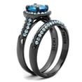 thumbnail image 4 of IP Light Black (IP Gun) Stainless Steel Ring with AAA Grade CZ in Sea Blue for Women Sea Blue Stone Color Style TK1W163LJ Size 10, 4 of 5