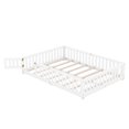 thumbnail image 4 of Queen Size Floor Bed Montessori Floor Bed with Safety Guardrails and Door Wood Floor Bed Frame for Girls Boys White, 4 of 7
