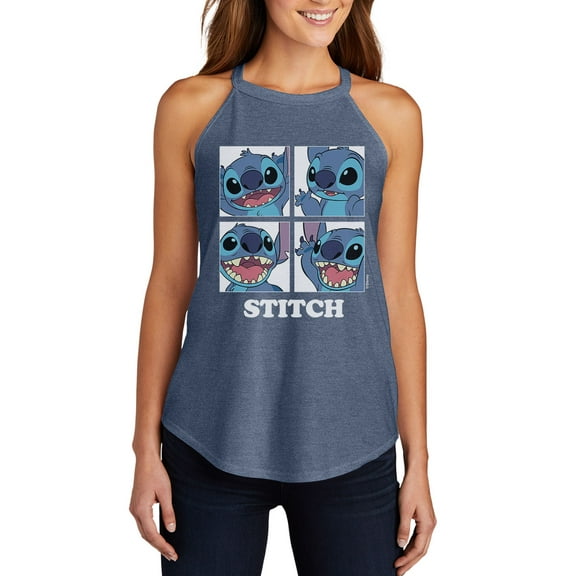 Lilo & Stitch - Stitch Blocks - Juniors High Neck Tank Top