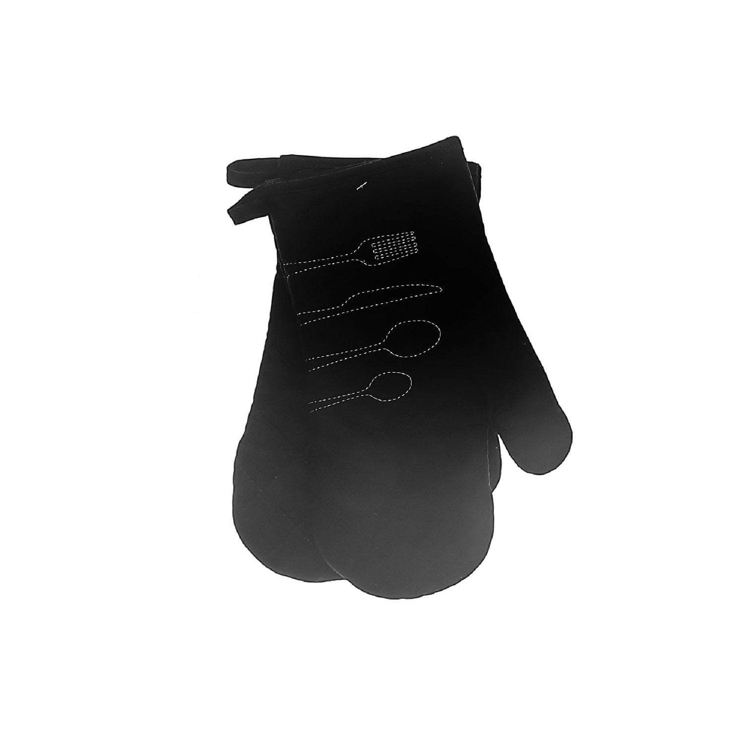 2 Pc Ustensile Front Cousue Four Mitt Black