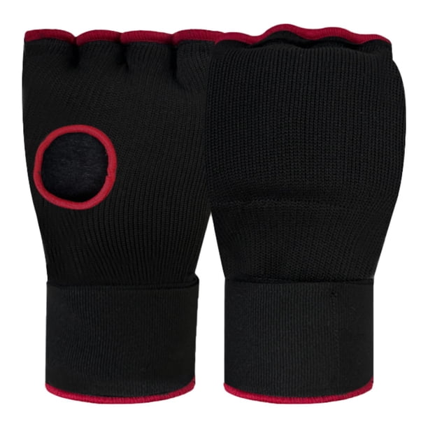 Vendas de gel para boxeo, protección para guantes interiores y manoplas, ajustables para adultos. Negro y rojo