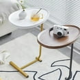 thumbnail image 3 of Pouseayar End Table Set of 2, C-Shaped Side Table, Coffee Table Sofa Couch Table for Living Room Bedroom, Brown, 3 of 7
