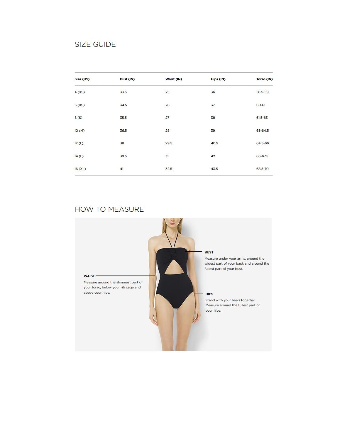 ralph lauren bathing suit size chart
