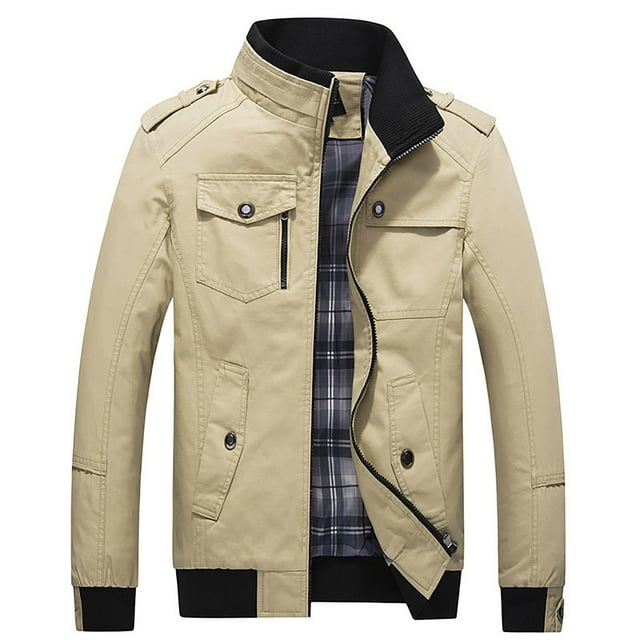 Men's Lightweight Hooded Jacket, Zip-Front Polyester Casual Jacket with Ribbed Collar, Long Sleeve Side Seam Pockets & Adjustable Cuffs for Everyday Wear