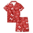 thumbnail image 2 of Teen Satin Girls Pajama Set Valentines Day Pjs Short Sleeve Bow Button Down Sleepwear Pajama Sets for Girls 12-13 Years, 2 of 4