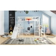 thumbnail image 5 of Pinovk Full Size Metal Loft bed with Built-in Desk, Open Wardrobe, Basketball hoop, Slide and Staircase, White, 5 of 18