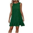 thumbnail image 2 of ClodeEU Women's Sleeveless Tank Dress with Ruffle Hem and Back Tie,Casual Loose Fit Knee Length Dress Green,Women's Plus M, 2 of 8