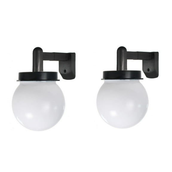 Solar Wall Lights, 2-Pack, White Outdoor Wall Sconce, Modern Spherical Design, IP65 Waterproof, Automatic On/Off, for Patio, Doorway, Hallway, Garden