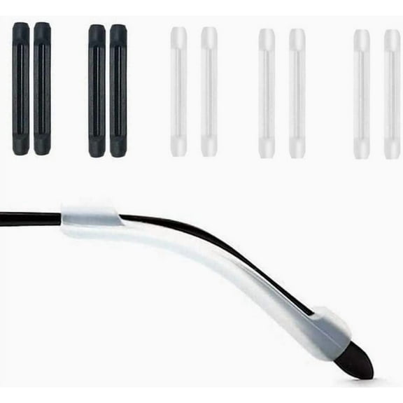Soft Silicone Eyeglasses Temple Tips Sleeve Retainer Cushion, Anti-Slip Elastic Glasses Ear Grip Hook for Sunglasses Reading Glasses Sporting Eyewear, 5 Pairs (Black, white)