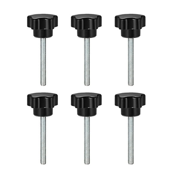 Unique Bargains 6 Pcs Star Knobs Grips M6 x 60mm Male Thread Steel Zinc Stud Replacement PP