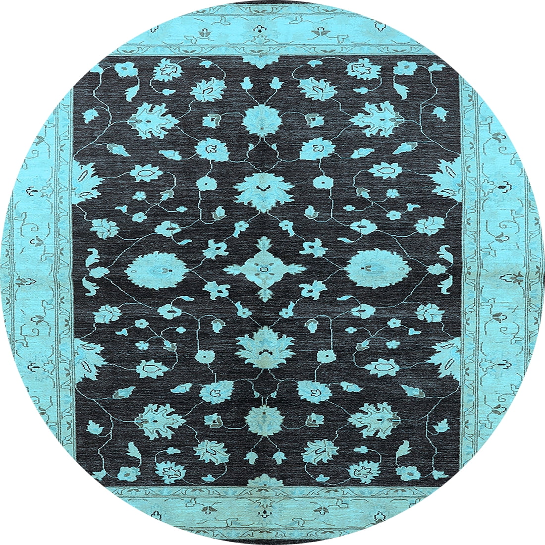 Ahgly Company Indoor Round Oriental Light Blue Industrial Area Rugs, 8 ...
