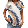 thumbnail image 2 of BOMYJESK Women Tops Short Sleeve V Neck Tee Shirts Dressy Casual Western Ethnic Style Basic Blouses 2026 Spring Fashion Beach Vacation Loose Fit Clothes Blue M, 2 of 7