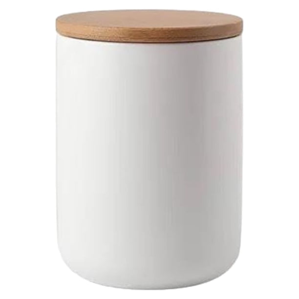 Wosthever Tanque de almacenamiento de cocina con tapa de cerámica, tarro de almacenamiento de fácil limpieza, inodoro, de amplia aplicación, Organizadores de utensilios de cocina blanco