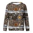 thumbnail image 5 of lcziwo Chandails en Molleton Grande Taille pour Femmes Hiver Manches Longues Chandail Flocon de Neige Graphique Col Rond Chandail en Molleton Surdimensionné 2024 Soldes Aujourd'hui Liquidation Marron,TTTG, 5 of 5