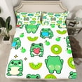 thumbnail image 2 of Homewish Cute Cartoon Frog Twin Sheet Sets,Rustic Animal Twin Fitted Sheet,Green Beige Flat Sheet For Girl Boys,Super Cozy Room Decor,3pcs, 2 of 7