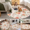 thumbnail image 5 of Peach Round Area Rug 5Ft Washable Circle Rugs for Living Room Bedroom, Spring Floral Green Leaf Botanical Pink Fruit Rustic Non-Slip Carpet Floor Mats Indoor Outdoor Carpet Runner Home Decor, 5 of 8
