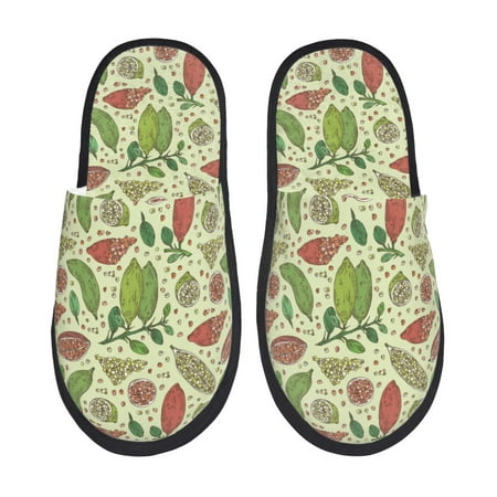 

Fuzoiu Finger Lime Fruits Print Unisex Furry Slippers Plush Indoor Shoes Trendy House Slippers Anti-Skid EVA Sole House Shoes for Home Office and Travel -Large