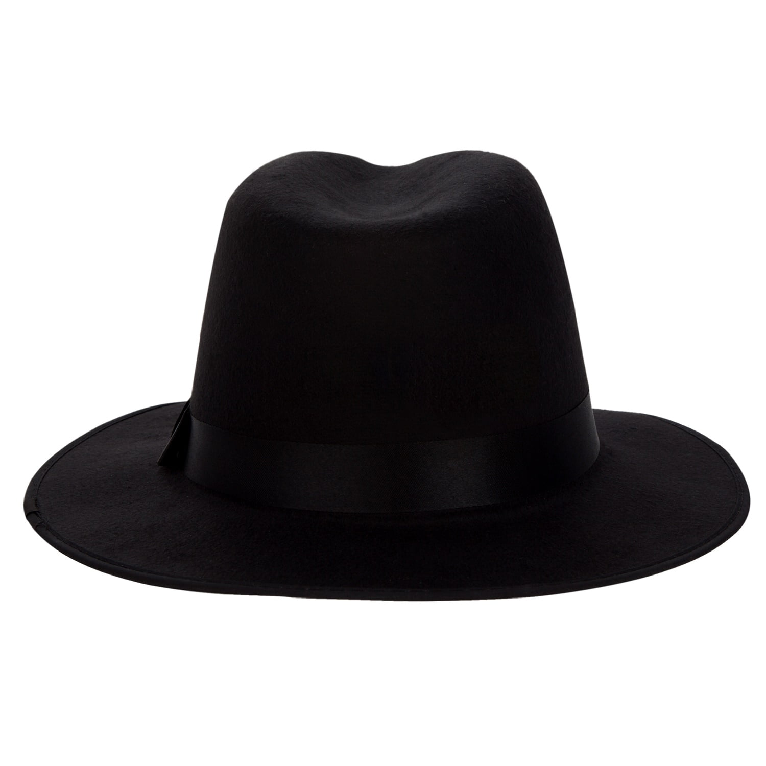 M Men's Black Wool Felt Wide Brim Safari Fedora Hat Cap Black 