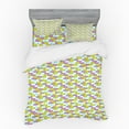 thumbnail image 2 of Geometric Duvet Cover Set, Simplistic Cartoonish Pattern of Abstract Brick Wall Inspired Graphics, Bedding Set with Shams and Fitted Sheet, 3 Sizes, by Ambesonne, 2 of 3