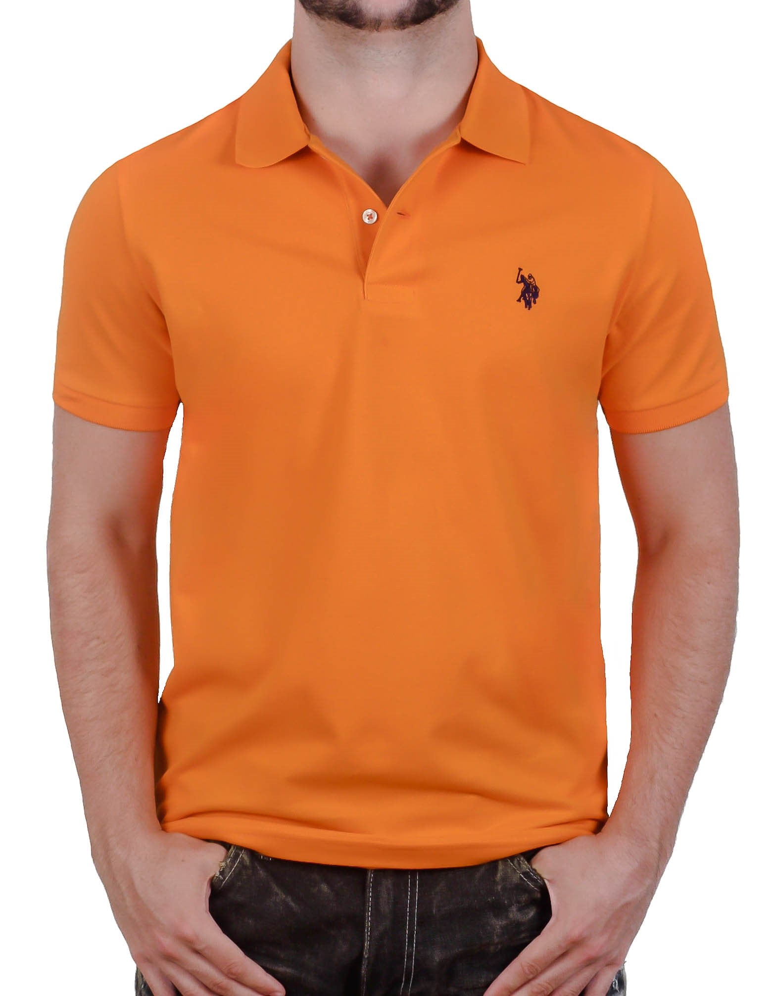 Solid Pique Polo L Canoe Orange 