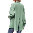 thumbnail image 4 of Nlife Women Lapel Collar Long Sleeve Button Back Lace Up Split Hem Shirt, 4 of 7