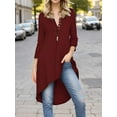 thumbnail image 6 of Weardear Women's Tunic Tops Flowy High Low Blouse 3/4 Sleeve Button V Neck Long Shirt Dress Loose Tee, 6 of 6