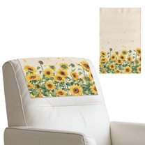 COEQINE Headrest Protector for Recliners, Waterproof Faux Leather Headrest Cover for Recliners, Easy to Clean Decorative Cover with Hook and Loop Fasteners, Sunflower, 3 Pieces