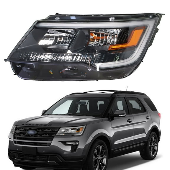 labwork Headlight Assembly Replacement for 2016-2018 Ford Explorer Headlamp Right Passenger Side Halogen Black Housing Headlight FB5Z13008AD