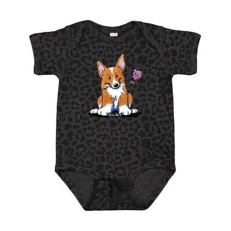 

Inktastic Flower Corgi Gift Baby Boy or Baby Girl Bodysuit