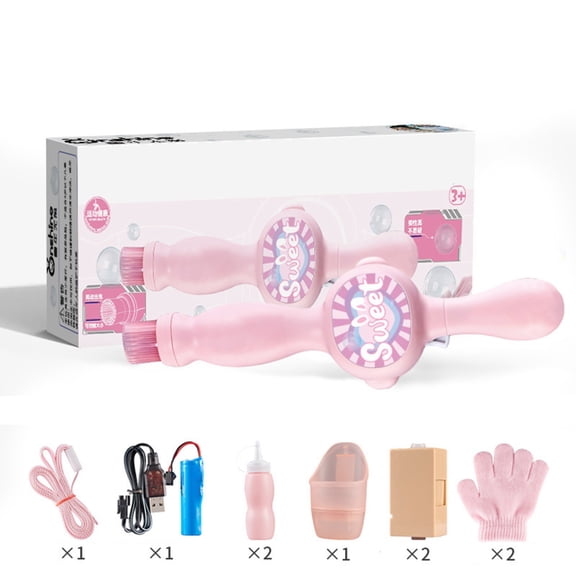 syligr PuffPop Bubble Maker with 70ml Solution, Automatic Blowing Elastic Stick Bubble Machine, Handheld Wand for Kids Outdoor Indoor Play, Birthday Party, Summer Toy Gift Set