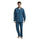 thumbnail image 2 of GLOBAL Conjunto de Pijama de Tejido Liso de Manga Larga para Hombre, Ropa de Dormir de Algodón, Ropa de Dormir Cómoda, Cuadros Azul Claro y Azul Marino M, 2 of 6