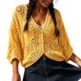 thumbnail image 3 of jiaxiM Lightweight Cardigans for Women Crochet Knit Open Front Long Sleeve Loose Casual Boho Summer Tie Front Beach Coverup, 3 of 6