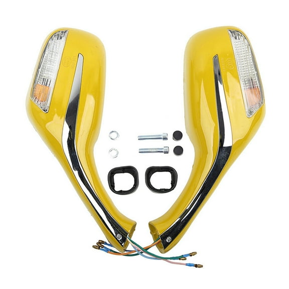 BIBABLYKE Motorcycle Rearview Mirrors LED Turn Signals Rear View Mirrors Side View Mirrors for Most Model Motorbike Electric Bike